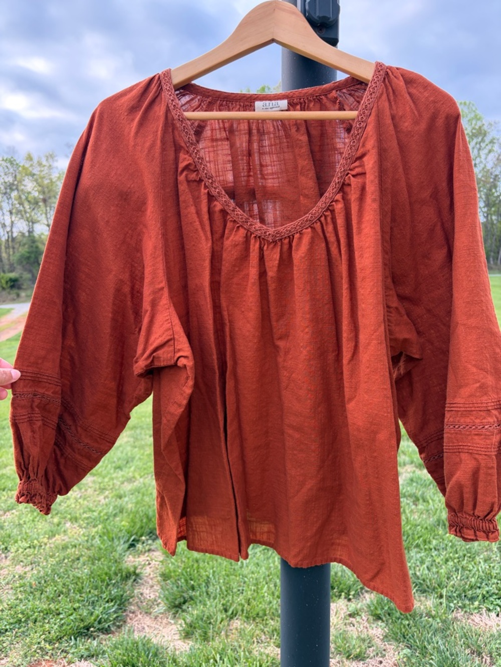 100 % cotton a new approach rust colored blouse